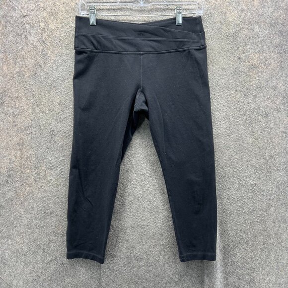 Lululemon Leggings Women 8 Black Wunder Under Crop Mid Rise Luon - Picture 1 of 10